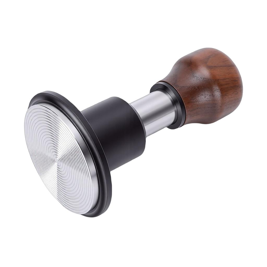 58.5mm Coffee Tamper Constant Pressure Spring Loaded Coffee Press Tamper Stainless Steel with Walnut Handle Threaded