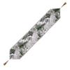 Table Christmas Stylish Decoration Blue Green Floral Table Runner For Home Decor