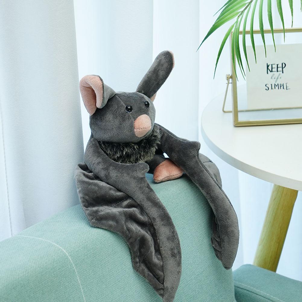 Lovely Grey Bat Plush Stuffed Bat Doll Plush Throw Pillow For Boys and Girls Christmas Halloween Decoration Holiday Gifts