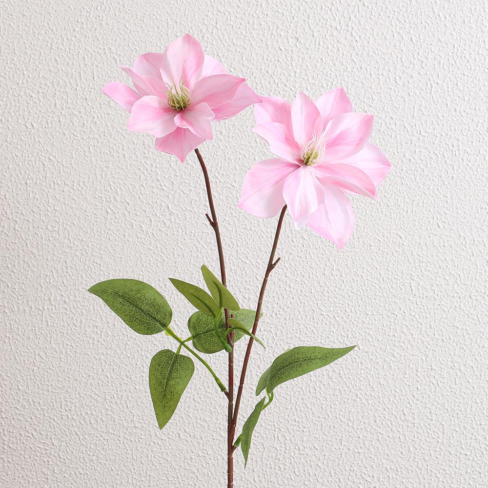 Luxury Double-Headed Clematis Artificial Flower for Living Room, Wedding Decor, and Photography Props