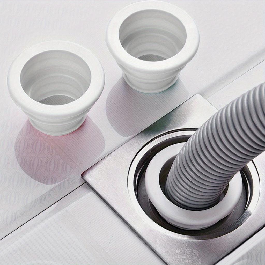 1pc White Drain Plug, Sewer Pipe Sealing Ring Connector, Kitchen Pipe Sewer Washing Machine Drain, Anti-odor Silicone Floor Drain Sealing Plug