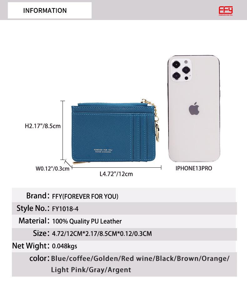 Ultra-Thin Anti-Theft Zipper Card Holder Wallet - Portable & Secure.