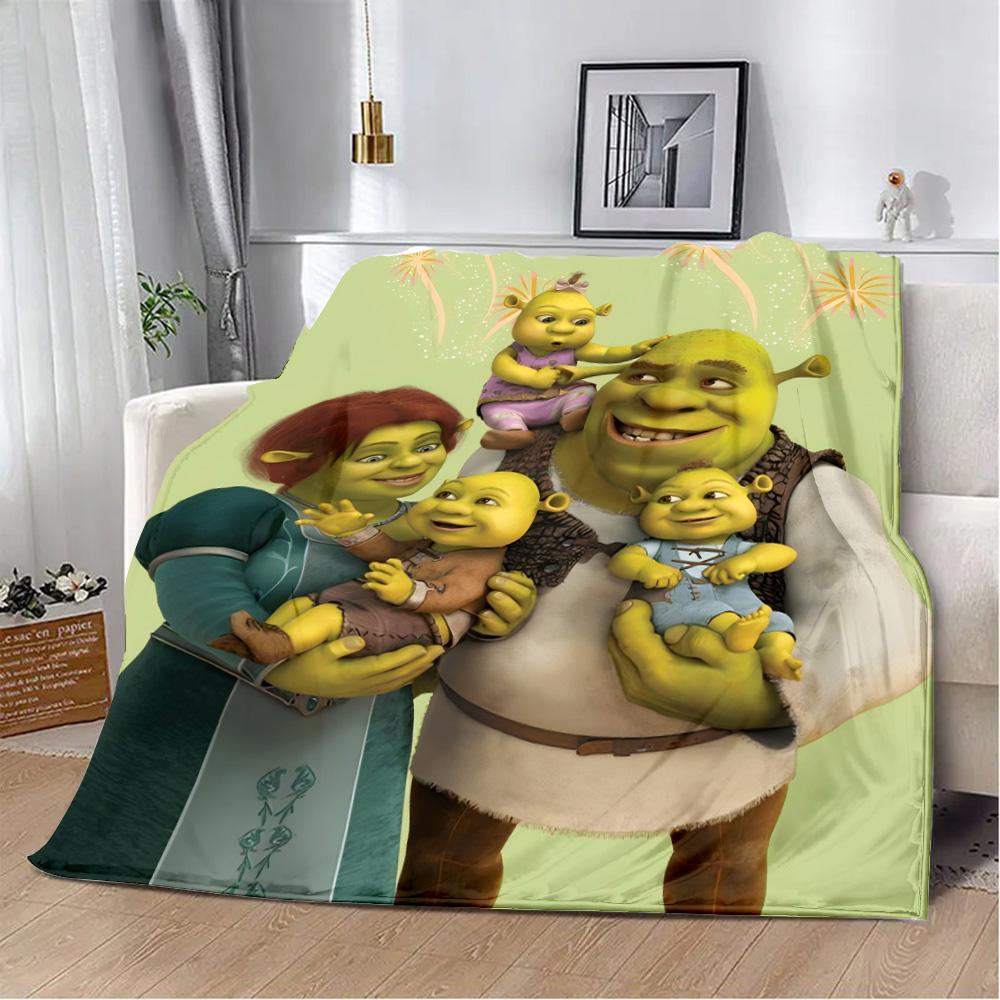 Funny Cartoon Shrek Printed Blanket Picnic Blankets Warm Blanket Soft and Comfortable Blanket Home Travel Birthday Gift