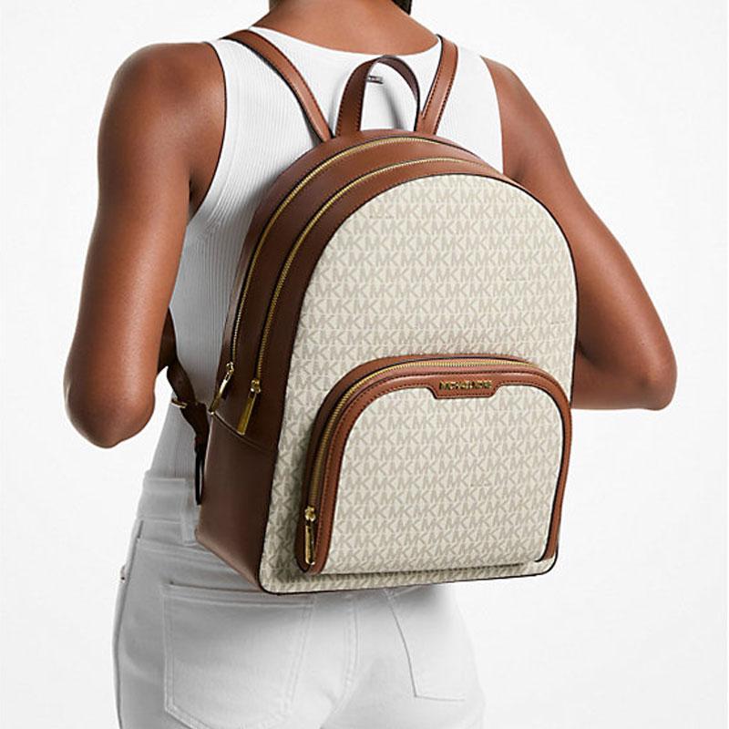 Michael Kors Zaino Mk Jaycee con Logo Monogramma e Tasca con Zip Zaino da Donna Beige Marrone 35S2G8TB7B-VANILLA