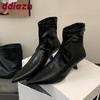 Mode Mode Spitzschuh Damen Moderne Kurze Stiefel mit Absätzen Schuhe Reißverschlüsse Damen Knöchel Stretch Stiefel Damen Pumps Schuhe
