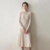 Women's Slimming V-neck Cashmere Knit Dress - Long Wool Dress for Autumn/Winter