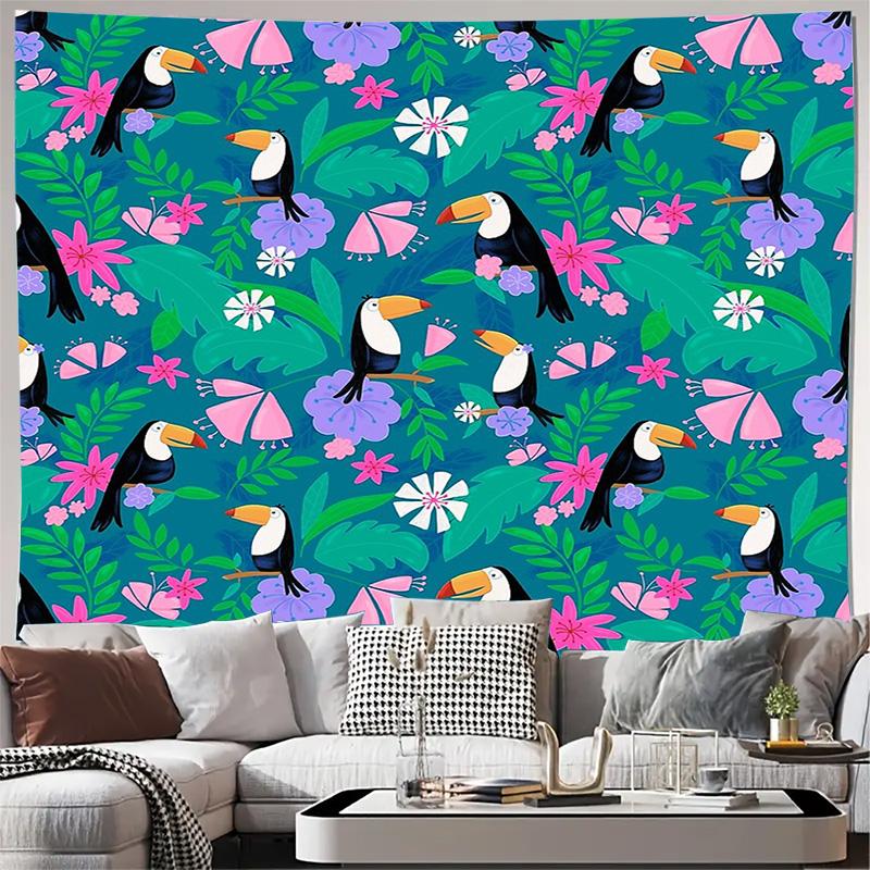 Bohemian Tapestry Wall Hanging Nature Forest Trees Birds Floral Aesthetic Room Decor Large Wall Art Dorm Room Decor Home Living