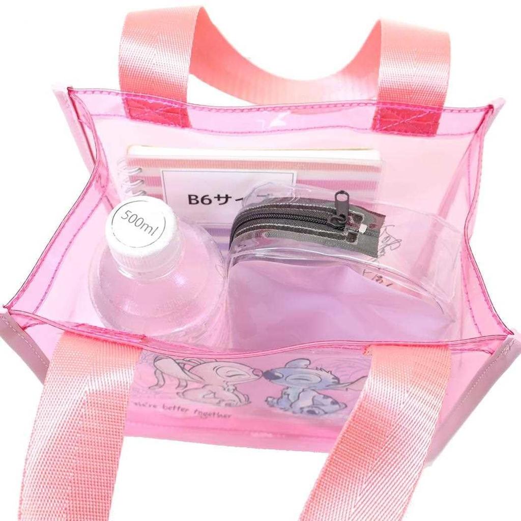 Marimo Craft Stitch Watercolor Series PVC Clear Tote Bag Small, Stitch & Angel, Approx. W210 x H200 x D120mm, MDAN-108