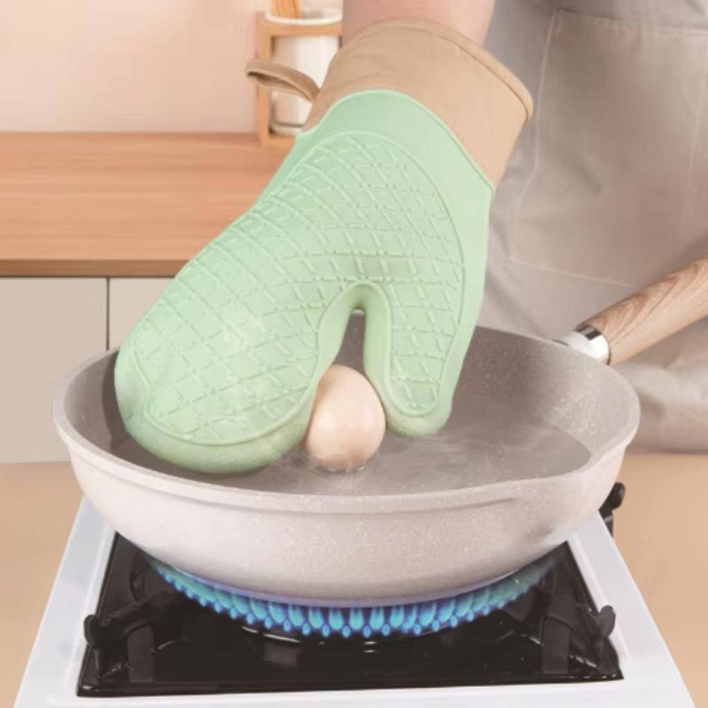 Guanto Isolato in Silicone, Antiscivolo, Allungato, Ispessito, Dispositivo da Cucina Resistente alle Alte Temperature Anti Scottatura