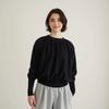 Bat sleeve pleated 0 Quan wool crew neck top early autumn thin loose inside knitted sweater women
