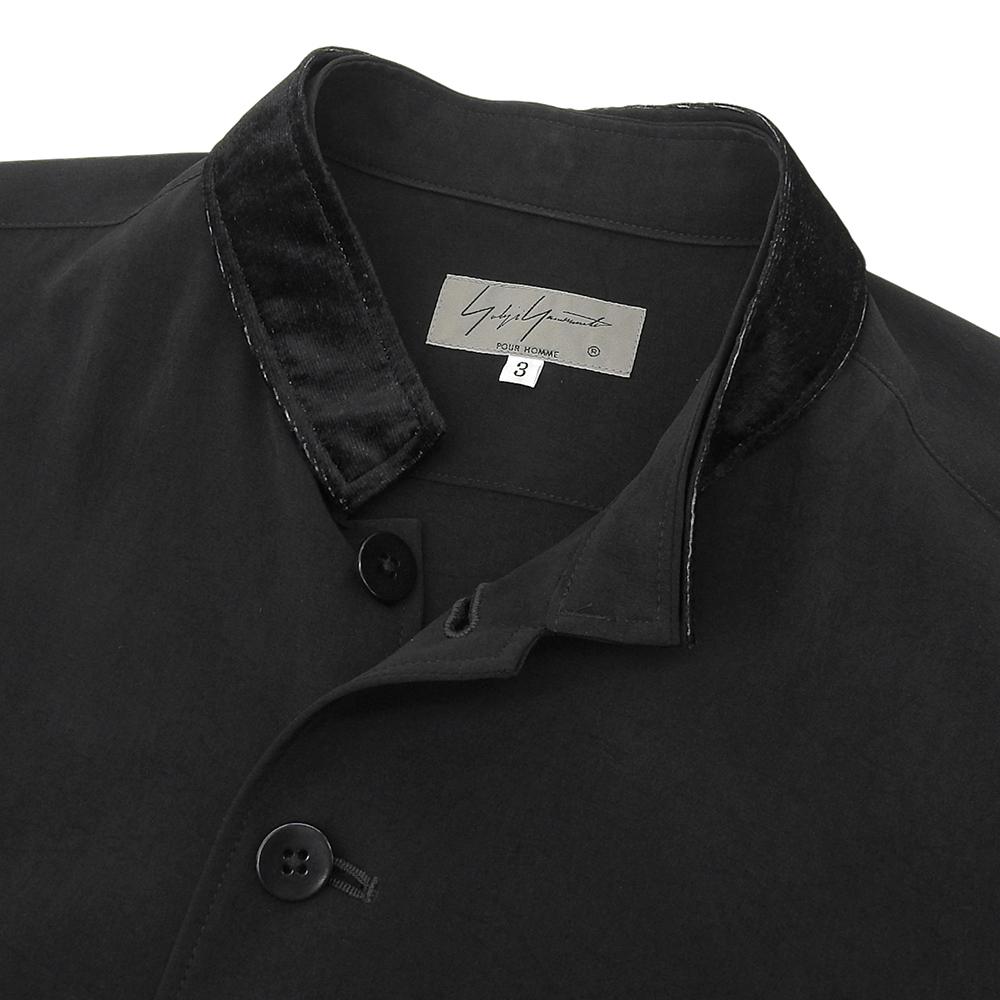 Yohji Yamamoto POUR HOMME Men's Double-Collar Long Sleeve Shirt, Black, Size 3, HN-B45-500 tops 36 blackUsed