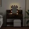 Makeup Vanity with LED Lighting Smoked Oak Finish 100 X 40 X 130 Cm