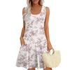Women's Summer Casual U-shaped Tie Pocket Popular Floral Print Dress