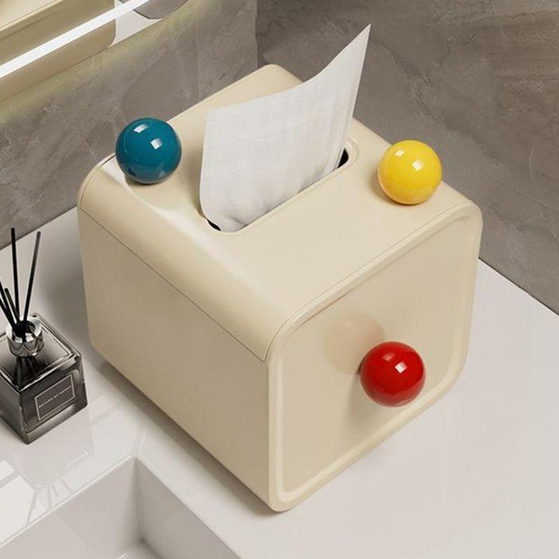 Dopamine Desktop Tissue Holder for Living Room or Bedroom Elegant Napkin Dispenser Waterproof Paper Roll Container