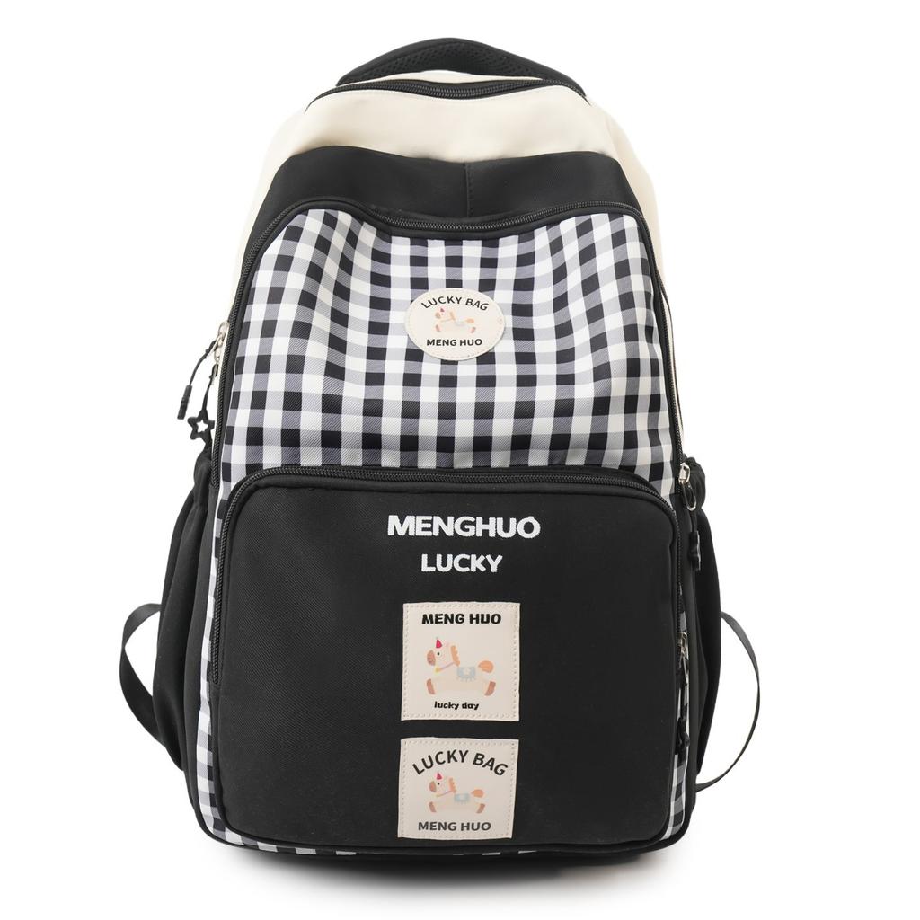 Schoolbag new Japanese cartoon plaid backpack cute Ruiying soft girl girl backpack commuter versatile student schoolbag