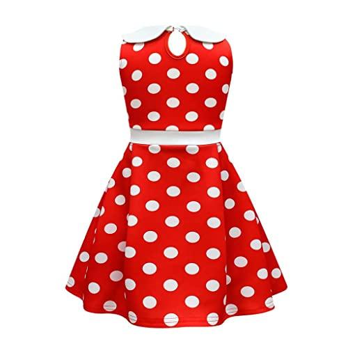 Dressy Daisy Baby Girls Polka Dot Fancy Dress, Halloween Costume, Birthday Party Outfit, Mouse Ears, Hair Hoop, Red, Ages 7-9
