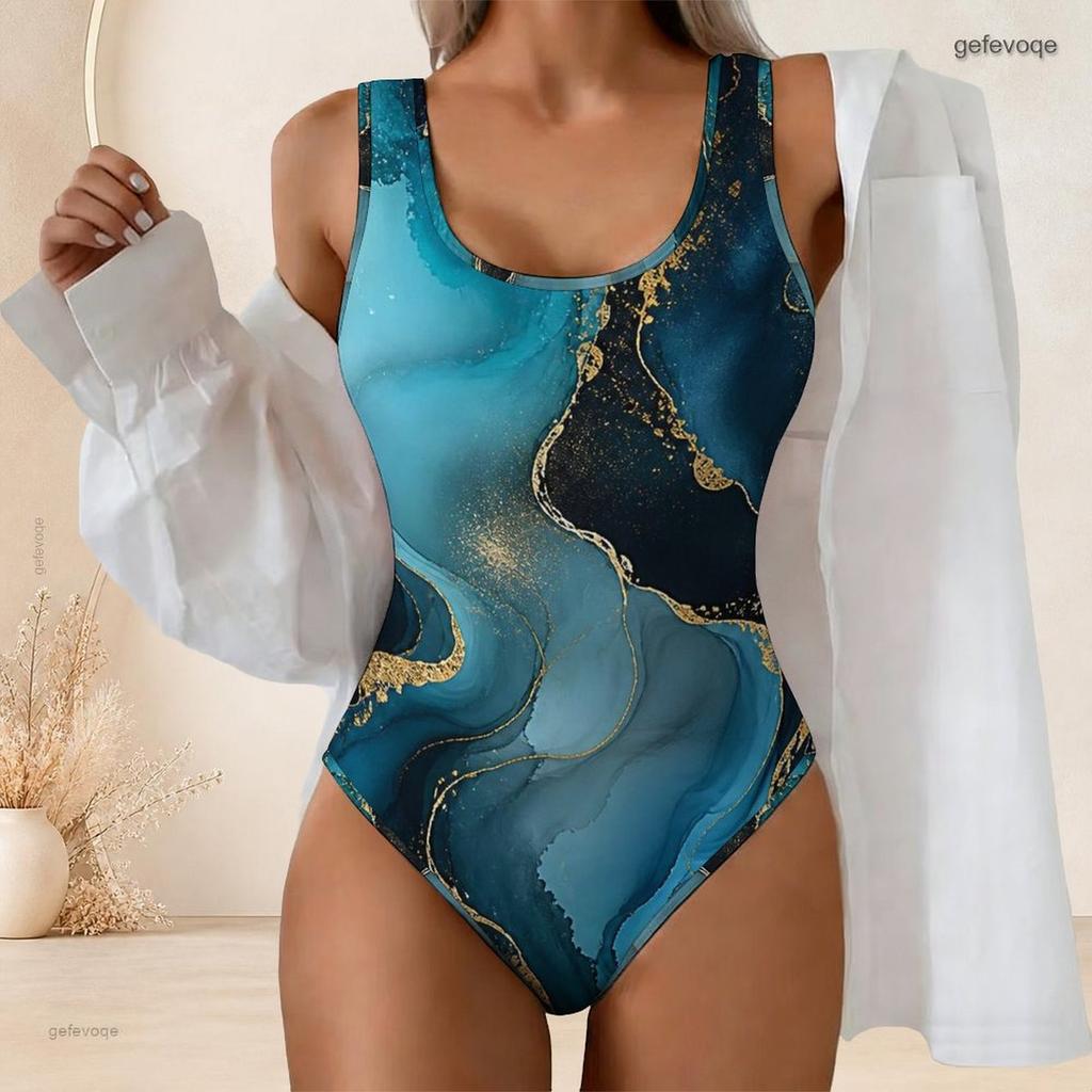Women Plus Size Scoop Neck Wide Straps High Cut One Piece Swimsuit Halloween Pumpkin Floral Printed