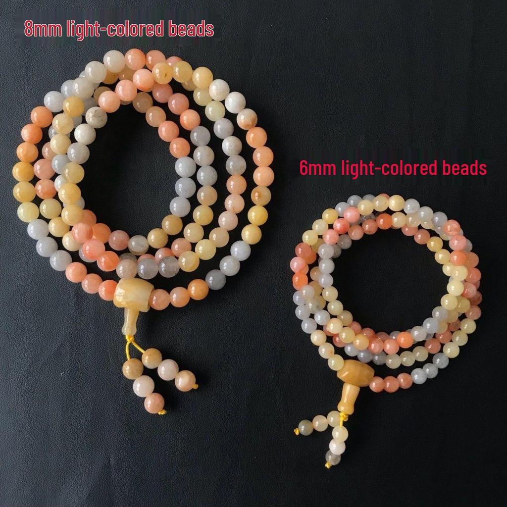 Natural Xinjiang Gobi Tricolor Jade Hand-Strung Bracelet/108-Bead Necklace