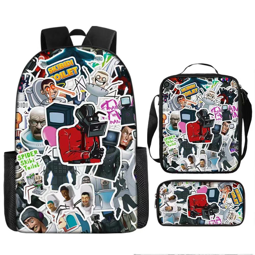 Dreiteiliges Kinder-Federmäppchen Cartoon-Animation Picknicktasche Leichte Spritzwassergeschützte Schultasche
