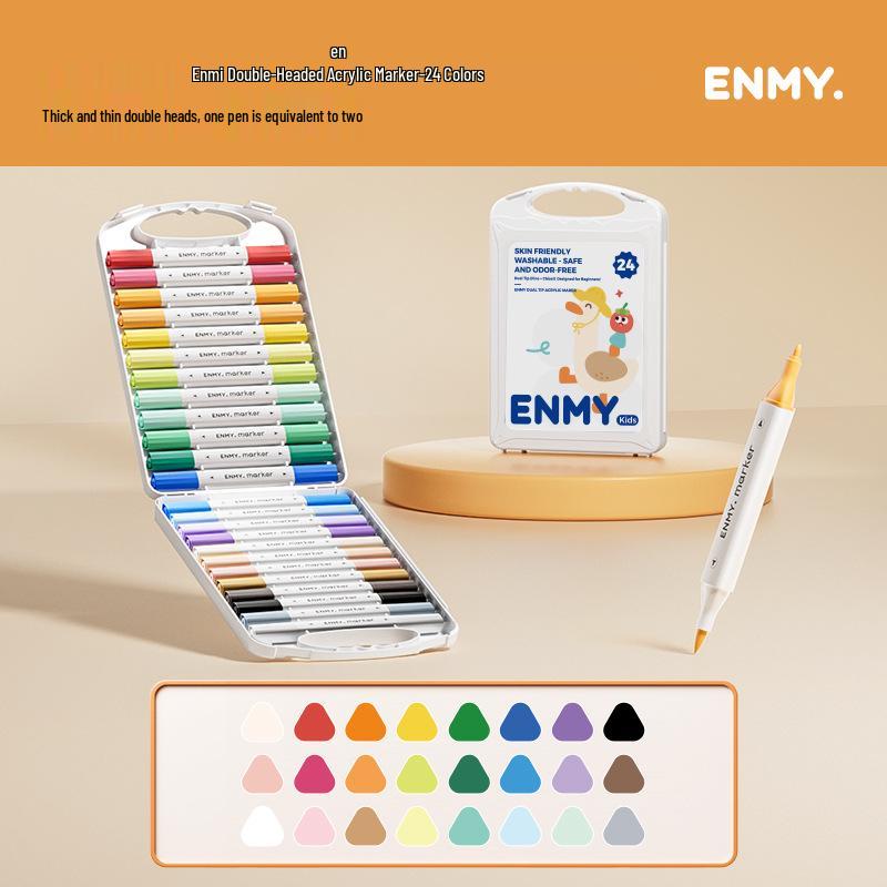 Двусторонний акриловый маркер ENMY для детей - Большой объем, Разноцветный, Английская этикетка.