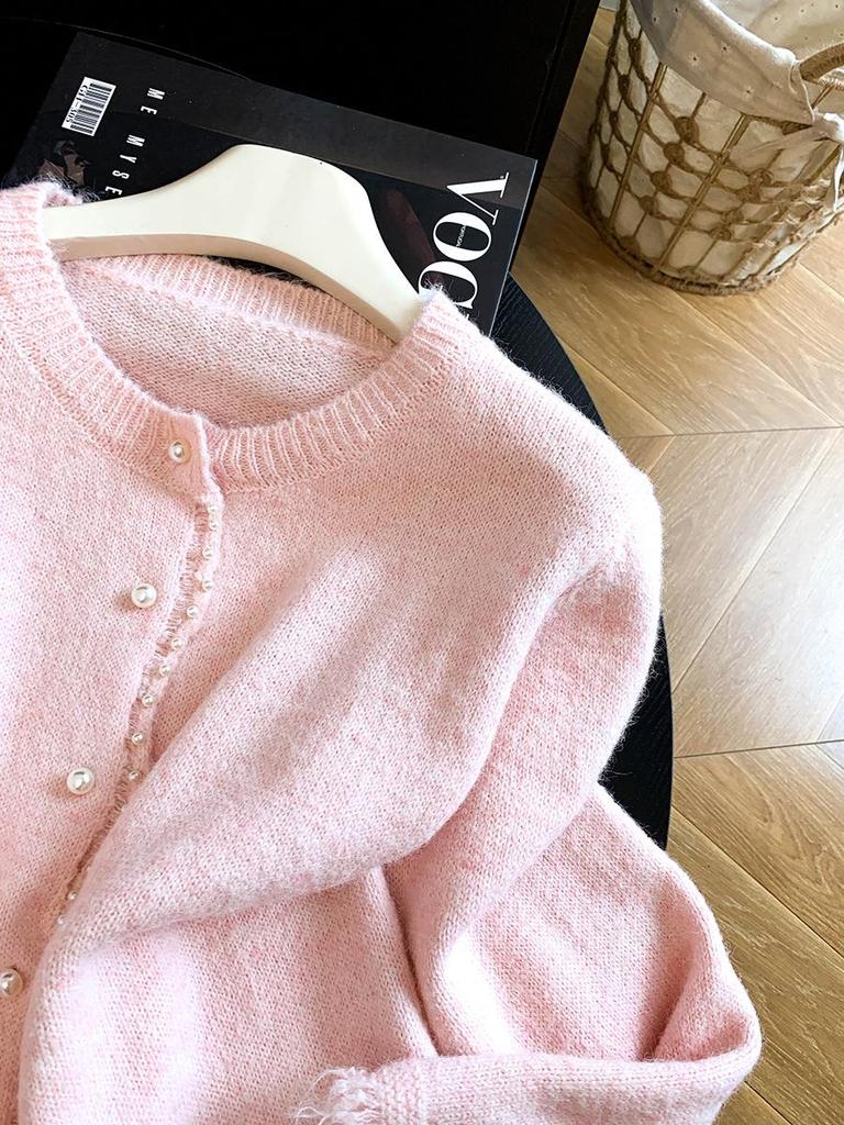 Women's 2026 Korean Style Tassel Knit Cardigan - Soft, Fluffy, Loose Fit for Autumn/Winter