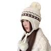 Wool Ball Knitted Hat for Women In Winter Korean Style Thickened and Velvet Cold Proof Woolen Hat Showing Face Little Lei Feng Hat