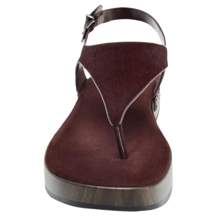 Zara Cowhide Vintage Open-Toe Strap Sandals 4Cm Women Sandals Crimson 3645510624