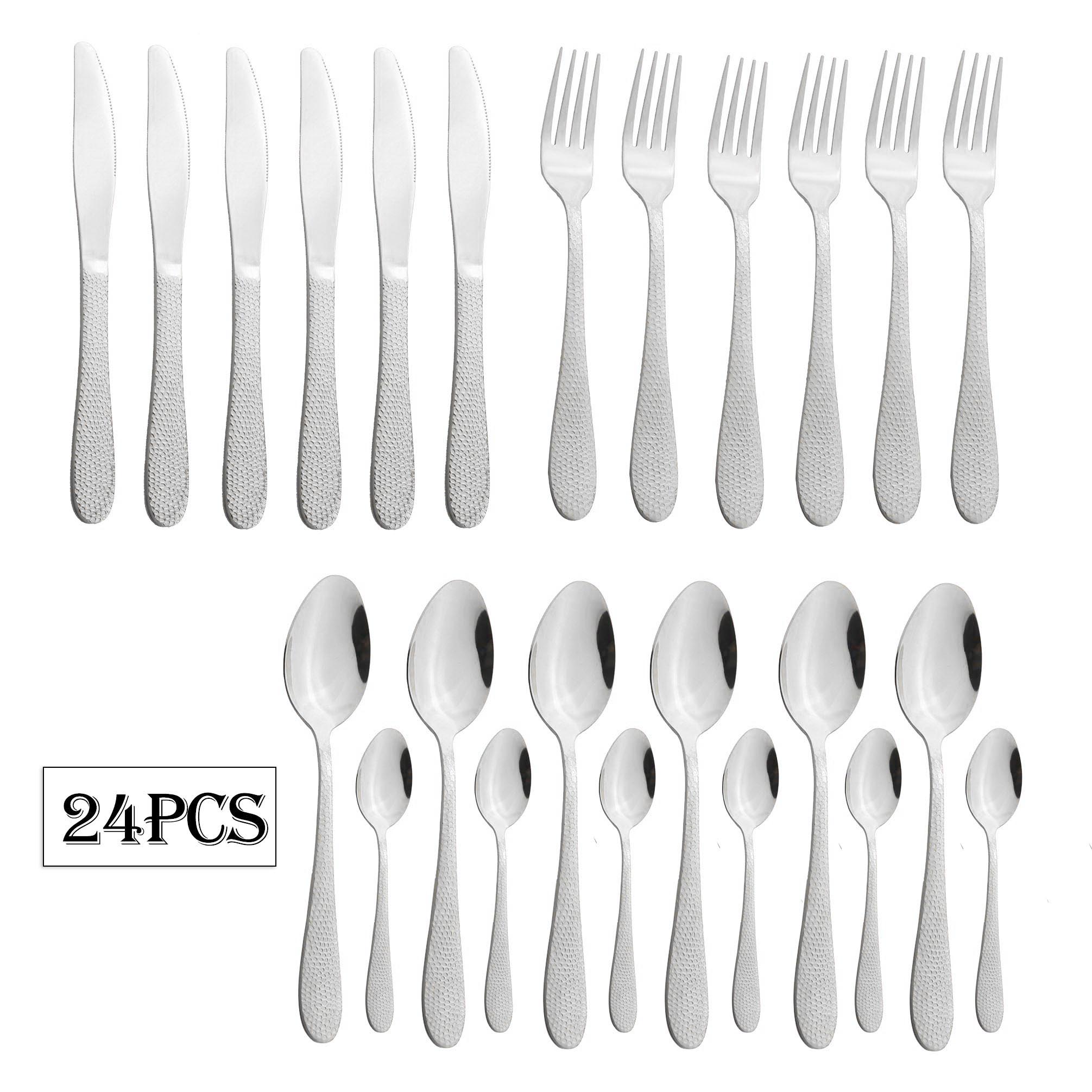 

24 шт. черный набор посуды, столовый набор из нержавеющей стали, нож, вилка, ложка, набор посуды, золотые столовые приборы, Радужный набор столовых приборов, кухонный набор серебряный