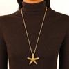 Boho Starfish Pendant Necklace Adjustable Beige Cord Necklace Gold Tone Sparkly Starfish Charm Necklace for Women