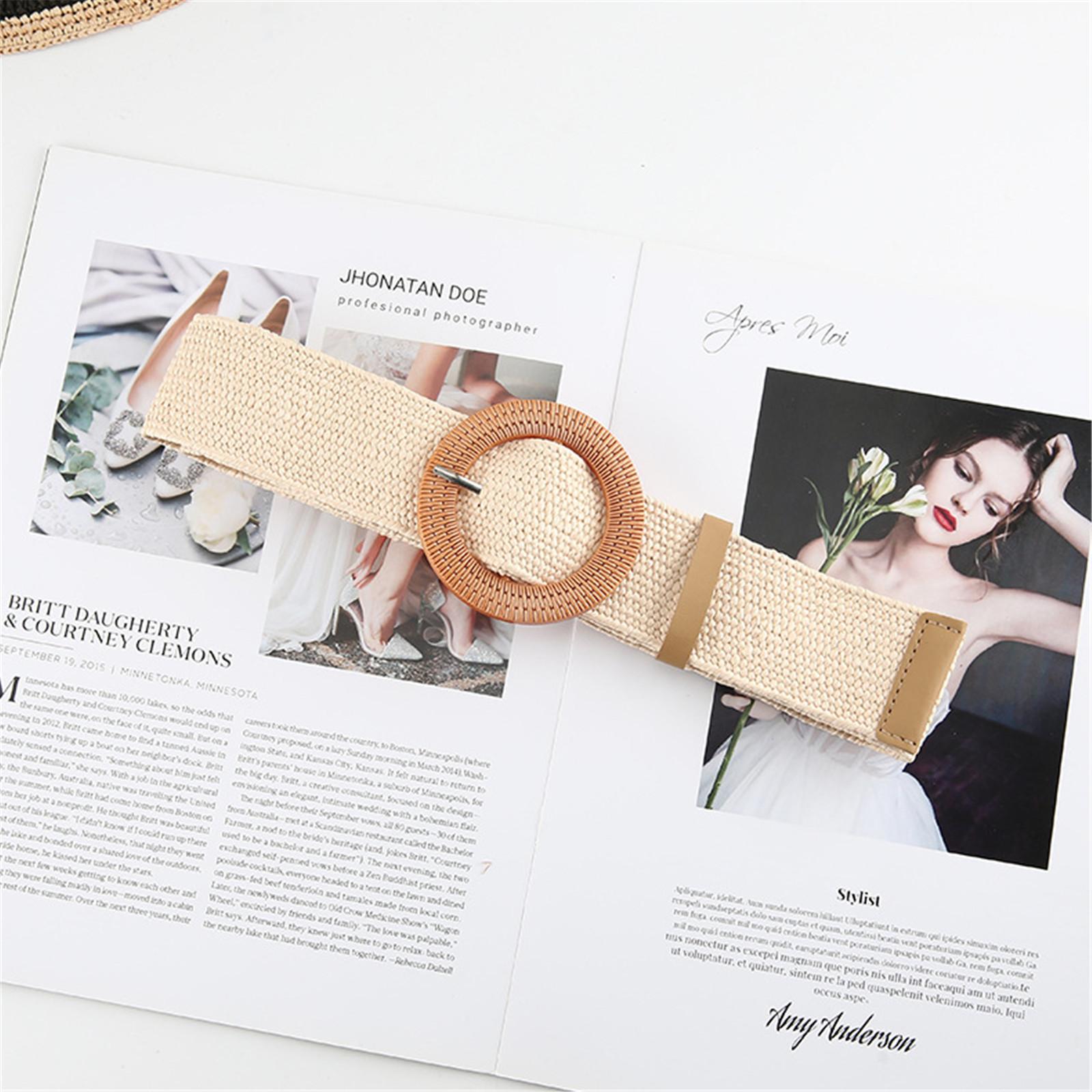 

Raffia Belt Plastic Elastic Belt Women’S Belt For Casual Wear Daily Wear Summer Dress белый