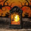 Halloween Tombstone Wind Lamp Creative Desktop Night Light Gray Luminous Plastic Ornament for Haunted House Secret Room