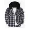 Mens Classic Plaid Long Sleeve Hooded Shirts Multi Pockets Thin Cotton Light Jacket Relaxed Fit Casual Outwear