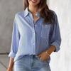 Cardigan a Righe Stampato, Camicia Moda Casual, Camicia da Donna a Righe Morbida, Camicia da Lavoro, Camicia Casual a Maniche Lunghe