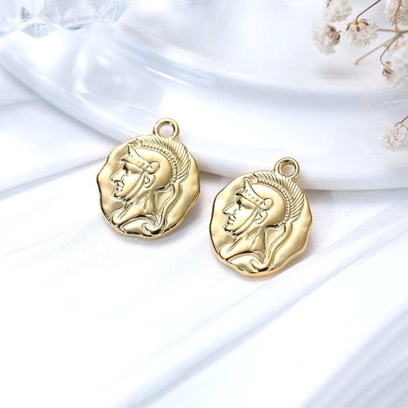 Luxury European & American Retro Roman Coin Charm Pendant for DIY Bracelets & Necklaces - Stainless Steel Jewelry Accessory