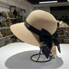 Elegant Bow Straw Hat Rear Split Design Sense Sweet Summer Sunshade Sunscreen Seaside Beach Hat Women