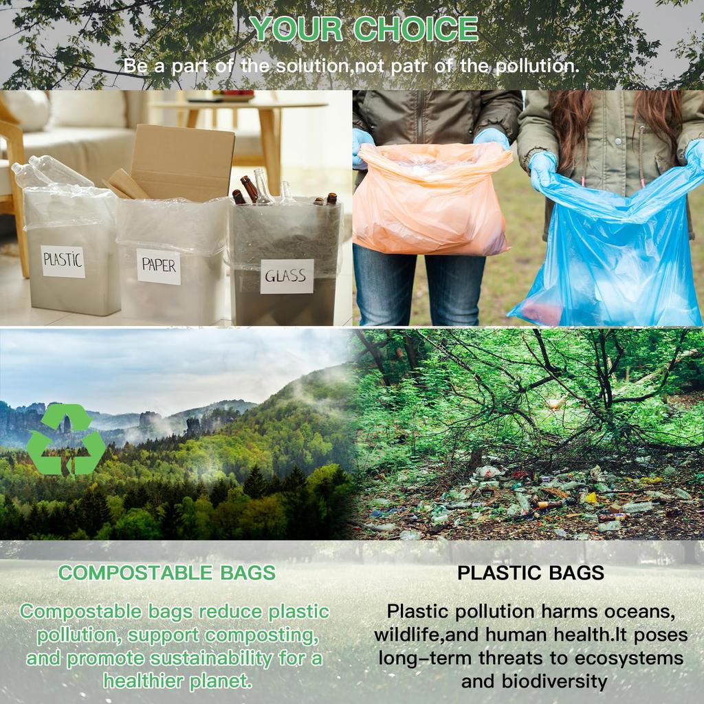 Biodegradable Garbage Bag 2.6 Gallons Household Garbage Bag Biodegradable Recyclable Small Durable Thick Odorless Homes Office