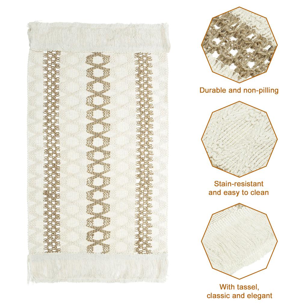4/6Pcs Woven Cloth Placemats, Doilies with Tassels Place Mats  for Dining Table Kitchen Party 11.81x19.69 inch, Pale Brown