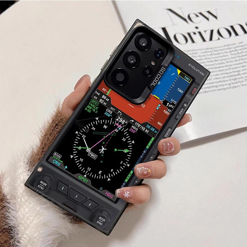 Aircraft Instrument Cockpit Radar Soft Phone Case for Samsung Galaxy S24 S25 FE S26 Edge S23 Ultra S22 Plus S21 + Shockproof Cov