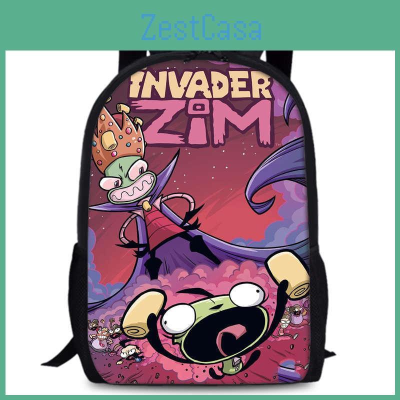 Zim Dib Invader Gaz Cartoon Animated Character Printed Backpack Children