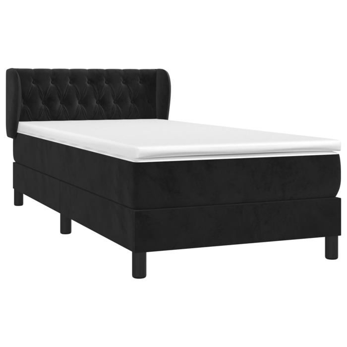 3127651 vidaXL Divan Bed with Mattress Black 90x200 Cm Velvet