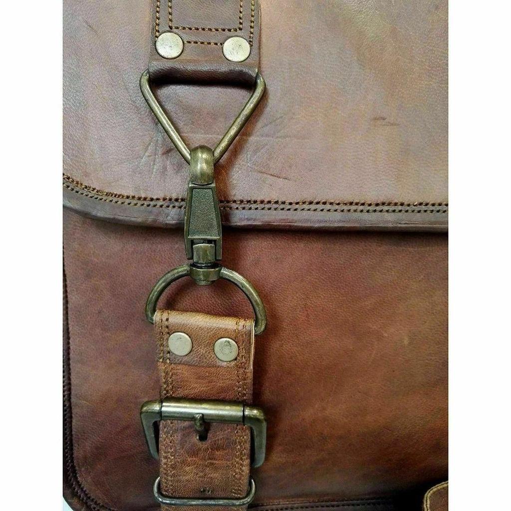 Men's Genuine Bag New Vintage Messenger Shoulder Briefcase Laptop Leather