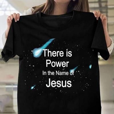 There Is Power In The Name of Jesus Print Women T Shirt Short Sleeve O Neck Loose Women Tshirt Ladies Tee Shirt Tops Mujer