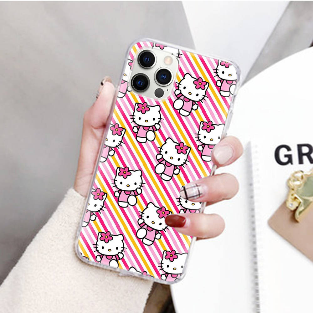 JZ19 Hello Kitty Transparent Case for Samsung A04 A14 A23 M33 M53 Realme 10 9 C35 C55 VIVO Y02 X80 Infinix Hot 30 Note 11 Tecno Spark 8P Pro