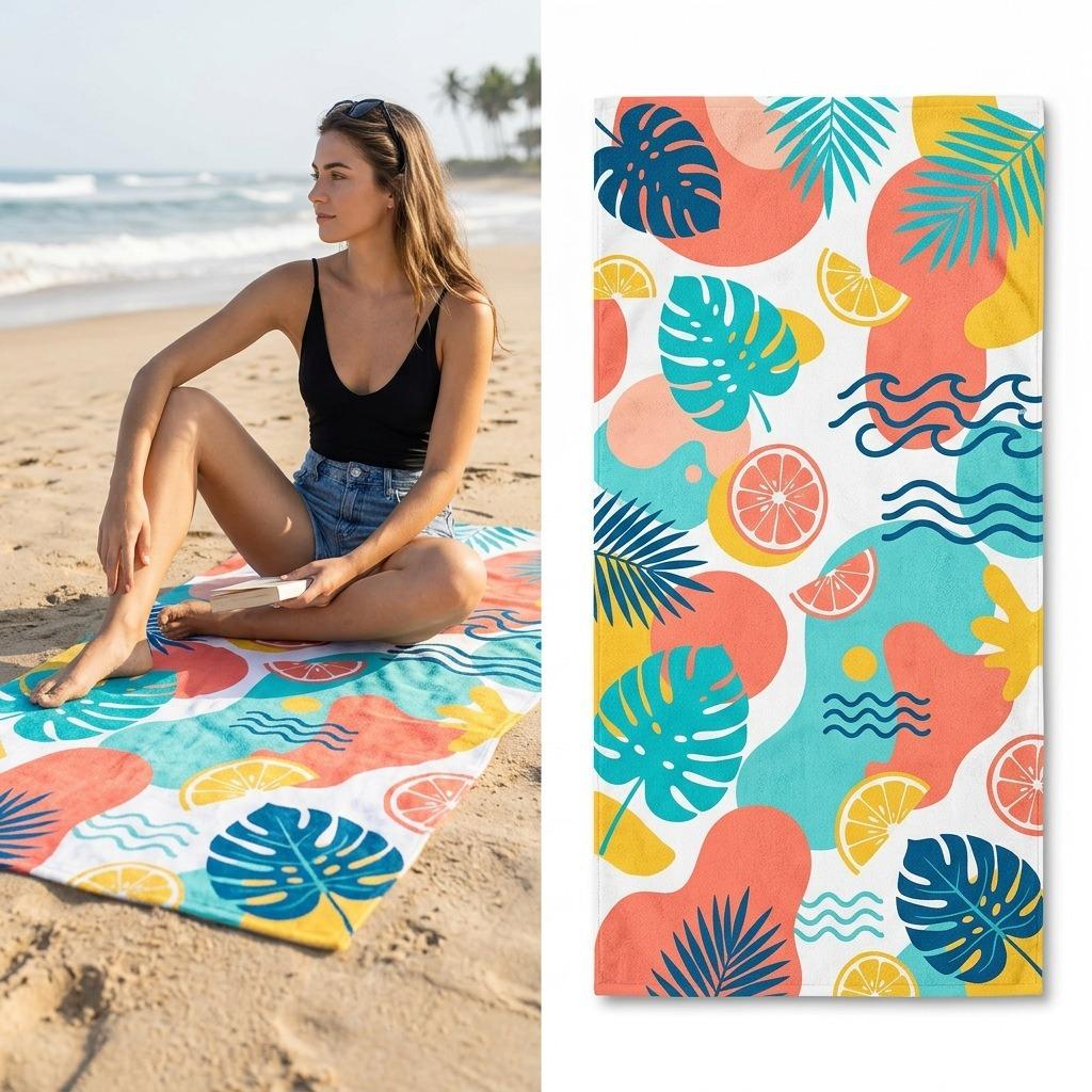 Summer Citrus Microfiber Beach Towel Oversized Quick Dry Sand Free Bath Towels Large Lightweight Swimming Blanket Blanket