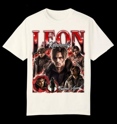 Leon S Kenedy Resident Evil Requiem 100Cotton Unisex Shirt Clothing Unisex Fashion Short Sleeve Y2k ONeck Oversized TShirt