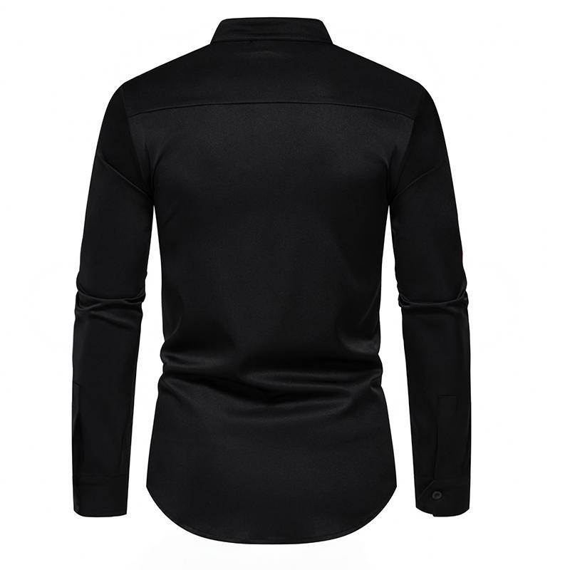 Cozy Up Men's Restaurant Stand-up Collar Long-sleeved Shirt Overalls