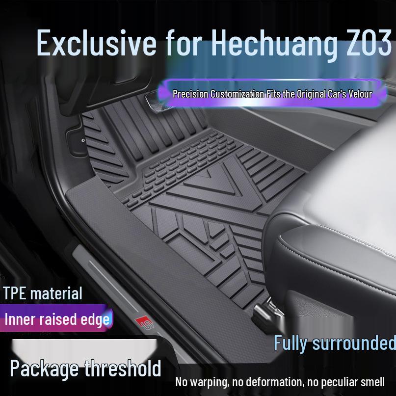 

Hozon Z03 TPE Full Coverage Waterproof Floor Mats with Door Sill Protection Single Layer Upgraded Mat