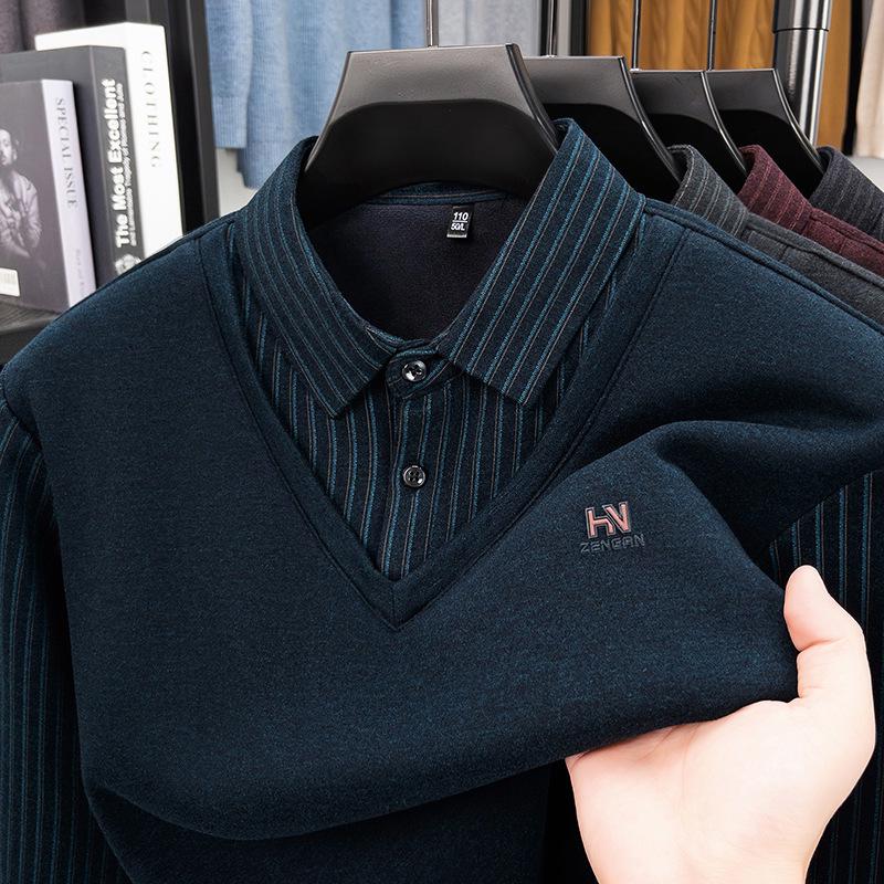 

Men s Winter Fleece-Lined Polo Shirt - Thick Warm Base Layer with Lapel M сірий колір/зелений