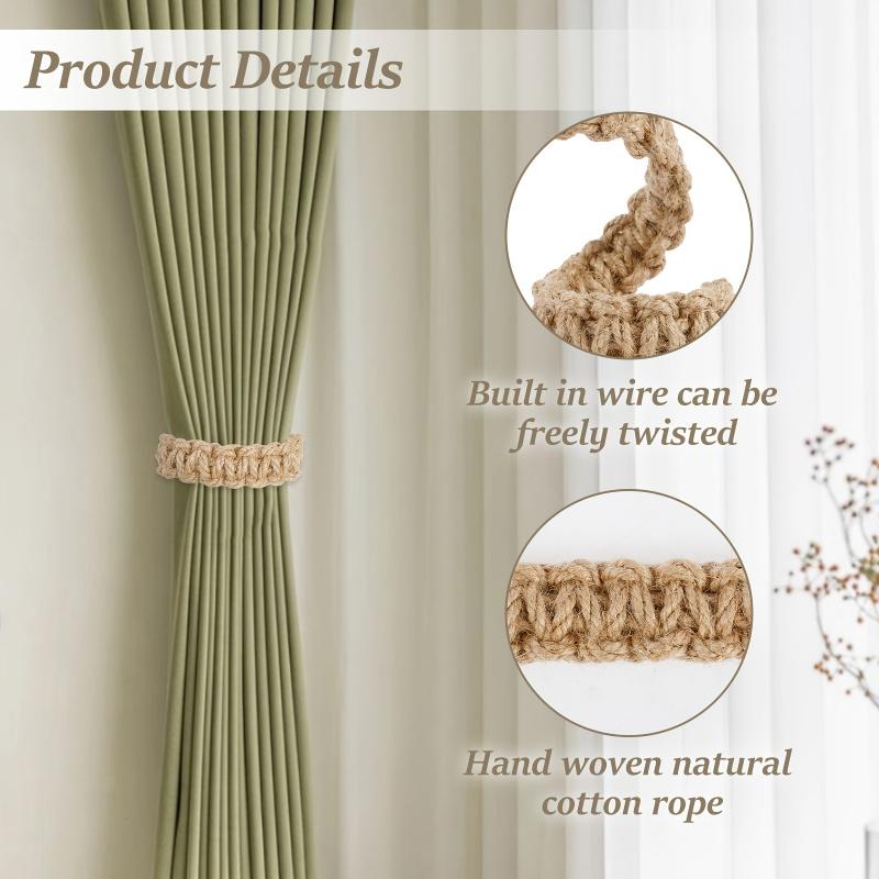 4/8 Pieces Bohemian Style Handwoven Curtain Tiebacks, Simple Curtain Clips Back Support