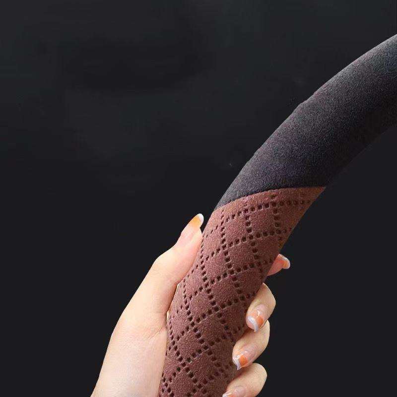 D Type Universal Car Steering Wheel Cover Breathable Anti Slip Car Decoration 37-38cm Steering Wheel Cover Accessories